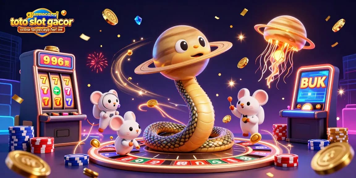 qqmacan situs resmi toto slot gacor online terpercaya hari ini menampilkan ilustrasi kasino dengan karakter kartun.