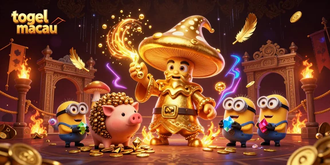 Experience the thrill of togel macau with this vibrant 3D cartoon illustration showcasing a magical scene.