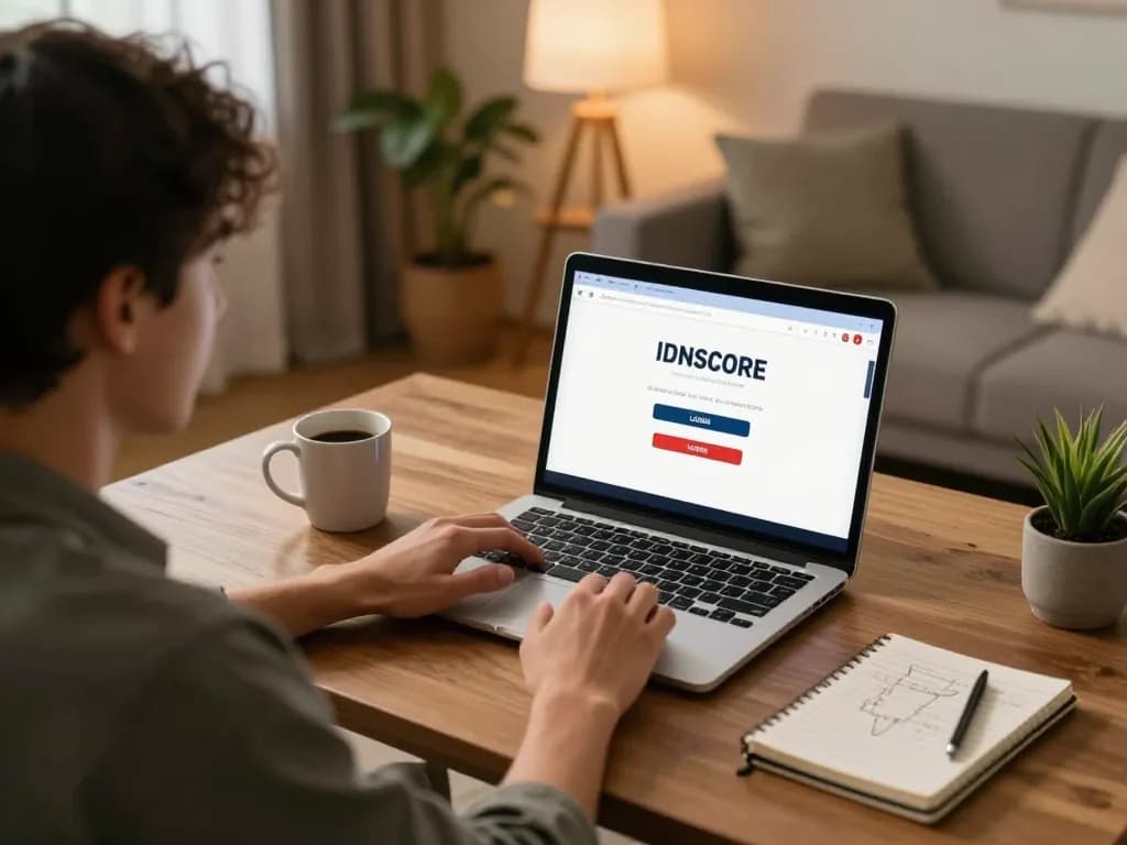 Engaging on IDNSCORE LOGIN while strategizing for online gaming from a cozy home setup.