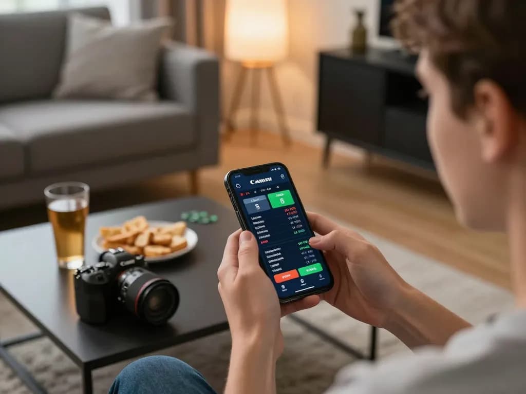 Engaging scene of a user placing a bet on the ga28 sports betting app, showcasing excitement and strategy.