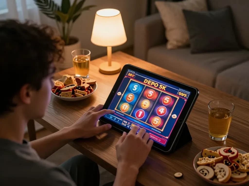 Permainan yang menarik di tablet slot depo 5k, menampilkan keseruan dalam suasana rumah yang nyaman.