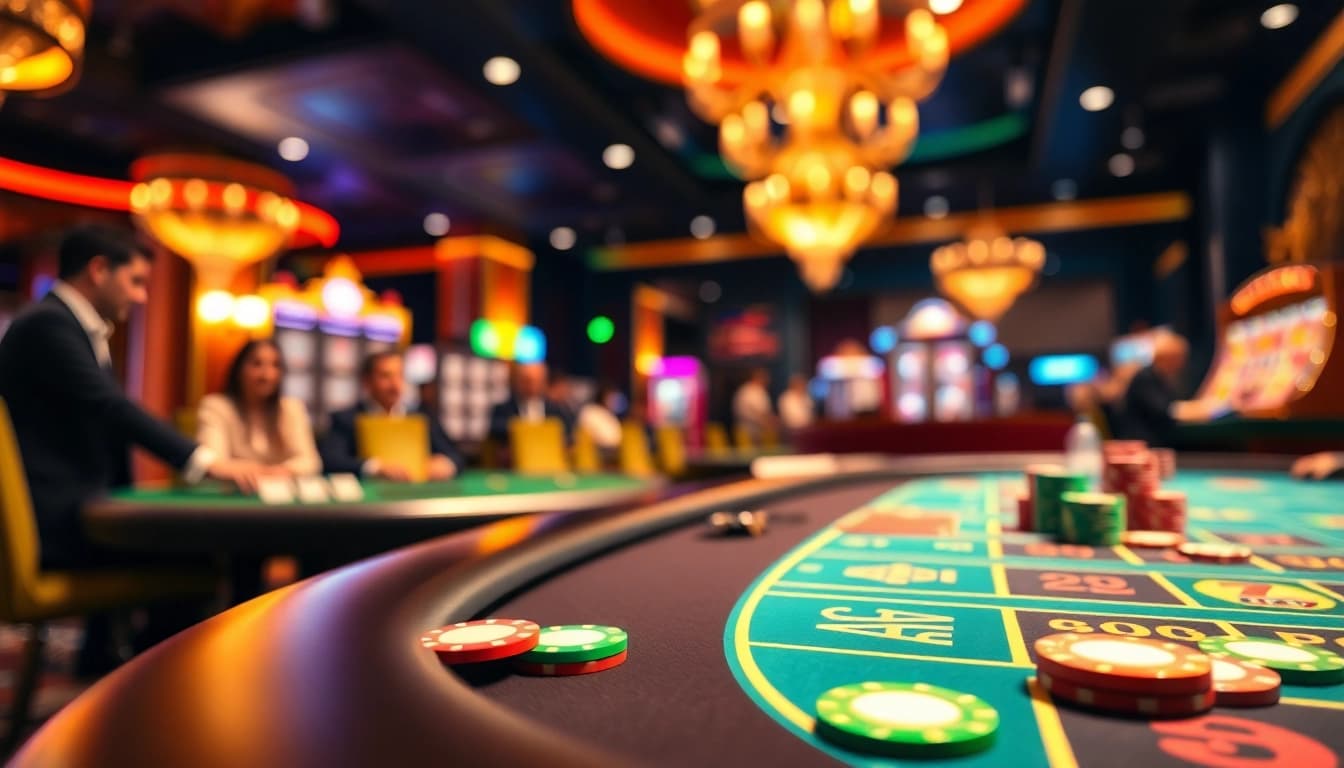 Experience afk toto action at a vibrant casino table with colorful chips and cards.