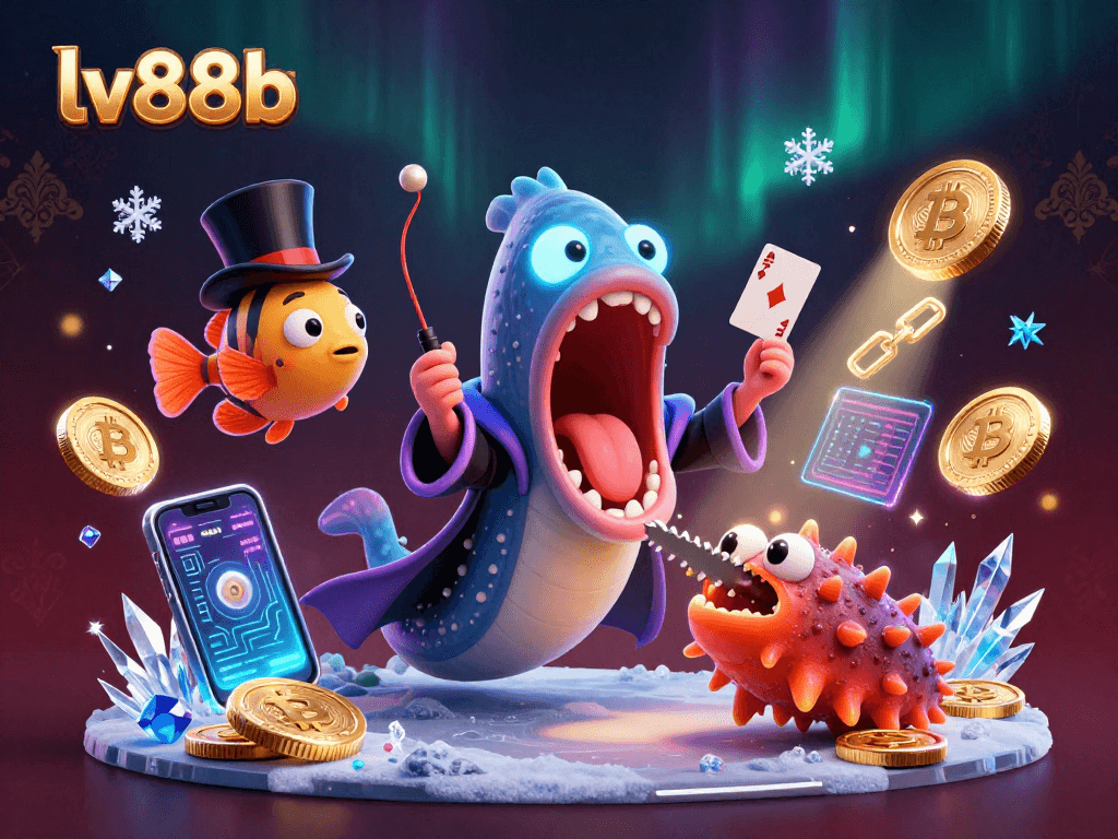 Experience vibrant gaming with lv88b's cartoon scene showcasing a deep-sea magic act.