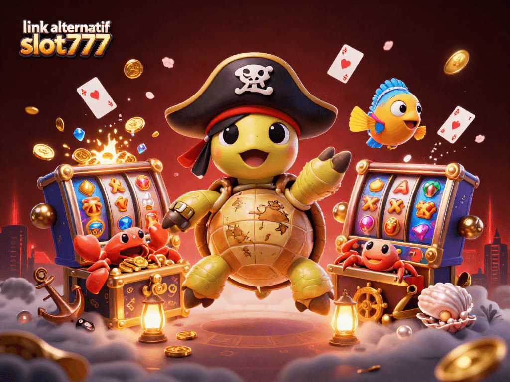 Engage with link alternatif slot777 through immersive casino adventures in this vibrant 3D illustration.