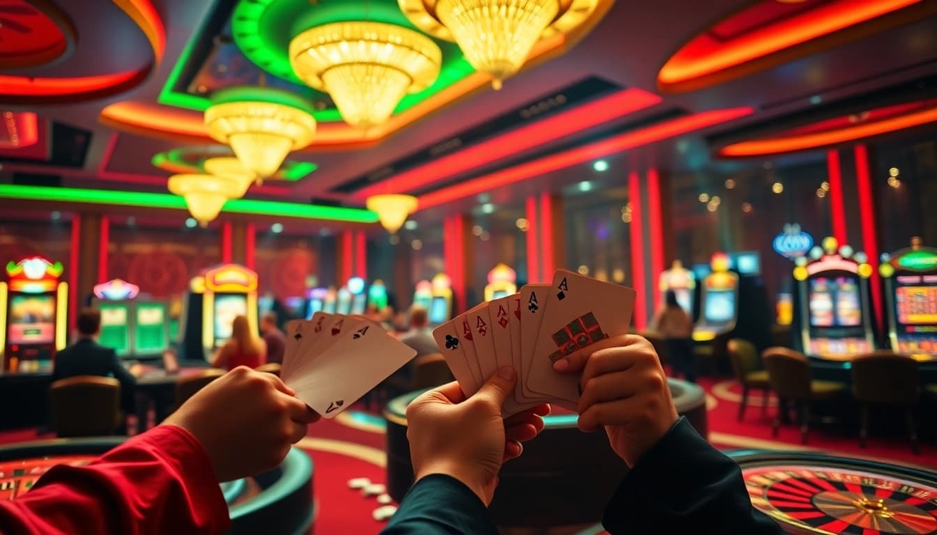 Engaged players enjoying ktp jitu-inspired gambling excitement at a lively casino.