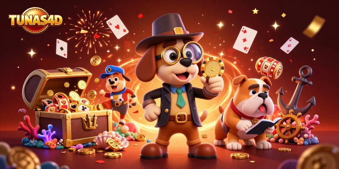 TUNAS4D engages players with an exciting poker-themed adventure full of gold coins and playful characters.