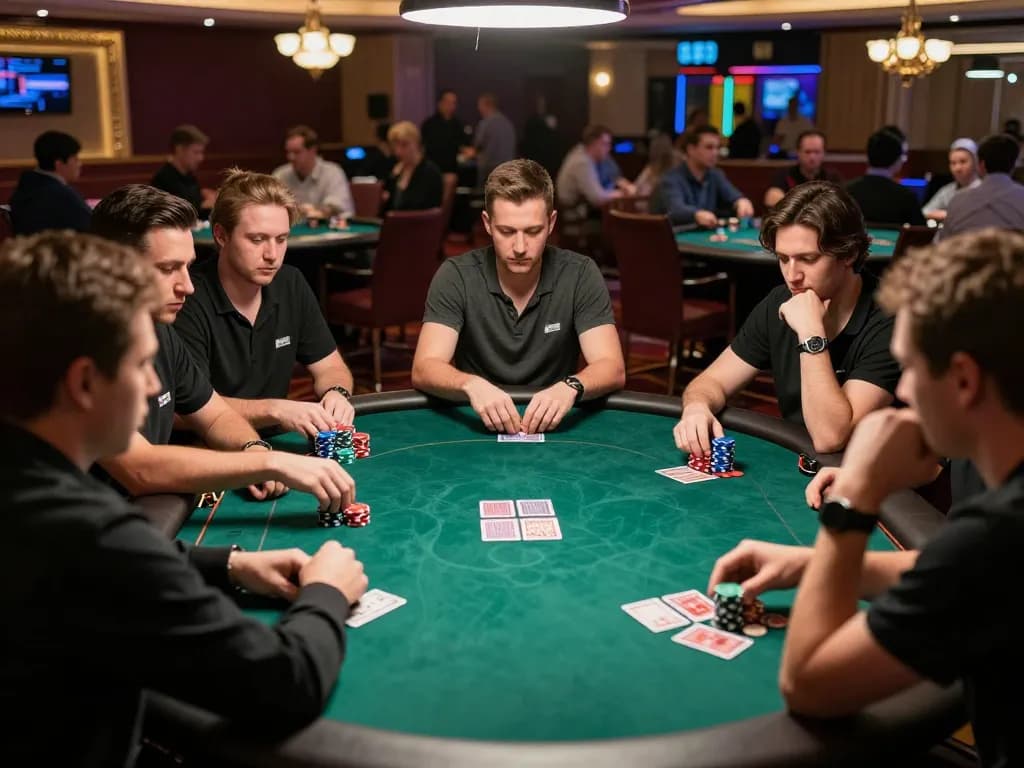 Players engaging in high-stakes poker at an upscale casino, showcasing strategy at ug886.