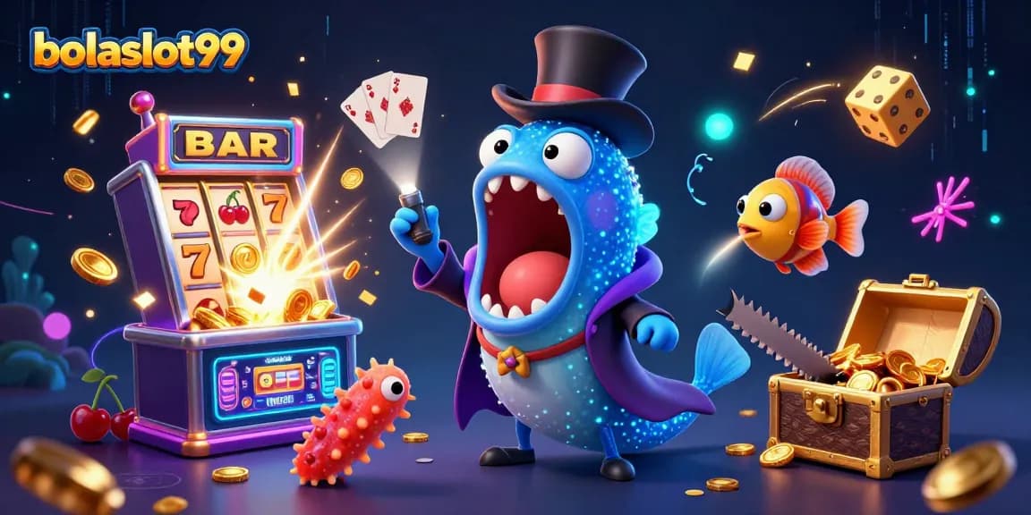 Experience the thrill of bolaslot99 with a vibrant deep-sea casino scene featuring interactive game elements.