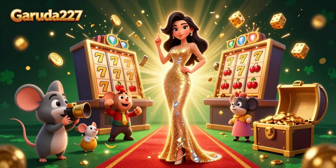 Experience thrilling moments with Garuda227 in this rich 3D casino illustration packed with excitement.