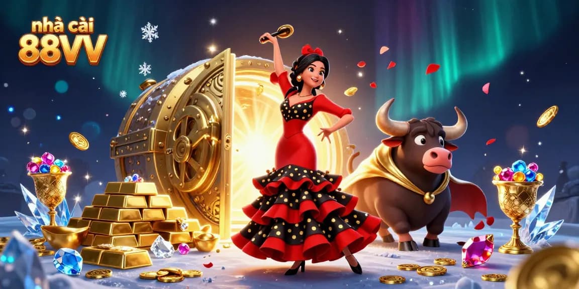 Experience stunning wins at nhà cái 88VV with a captivating illustration of an exciting casino atmosphere.