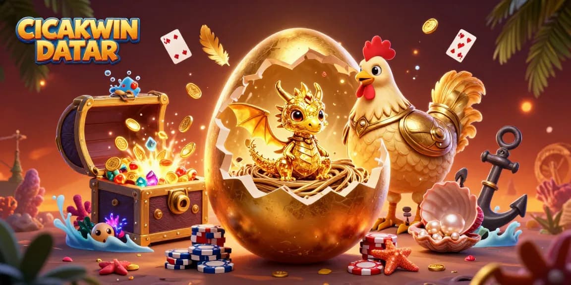 Mendapatkan pengalaman bermain mega jackpot di CICAKWIN DATAR dengan naga emas dan keripik poker dalam ilustrasi yang menawan.