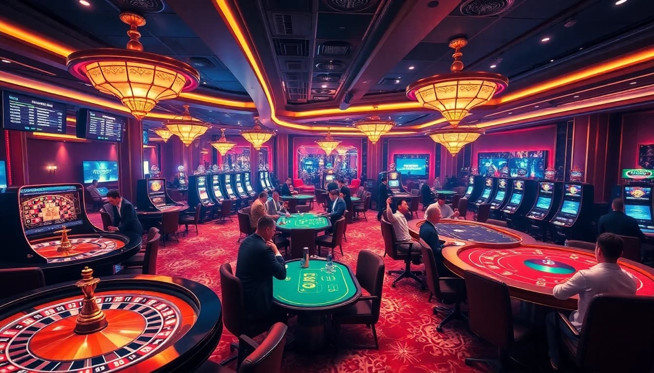 Players engaging in exciting games at nhà cái 789p online casino, showcasing vibrant gaming atmosphere.
