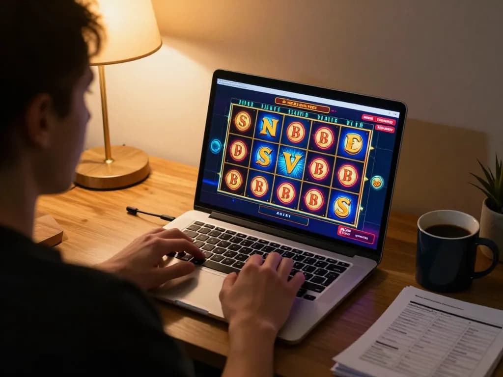 Engaging in online slot games at OKESLOT, immersed in strategic gaming and enjoying the atmosphere.