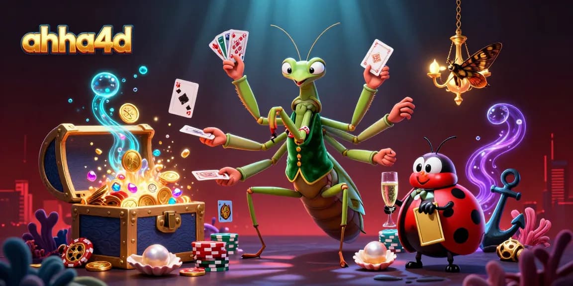 Experience the excitement of gambling at ahha4d with our dynamic casino illustration featuring engaging characters.