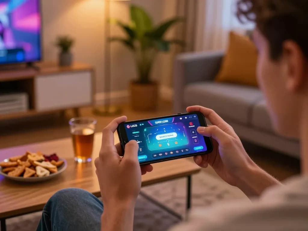 Engaging scene of LGOSUPER LOGIN on smartphone enhancing online gaming experience.