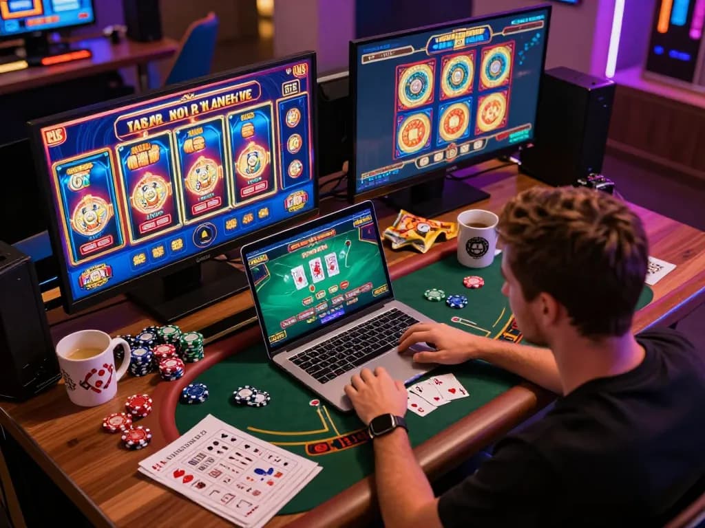 Engaging online gaming scene with LGOGOAL displayed on multiple screens, showcasing vibrant gameplay and strategy.