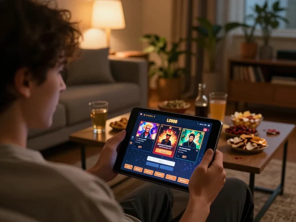 MPO08 Login 778 interface displayed as player engages in online casino gaming from home