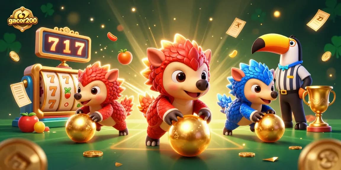 Gacor200 memainkan slot online dengan karakter yang bersaing di antara tumpukan koin emas