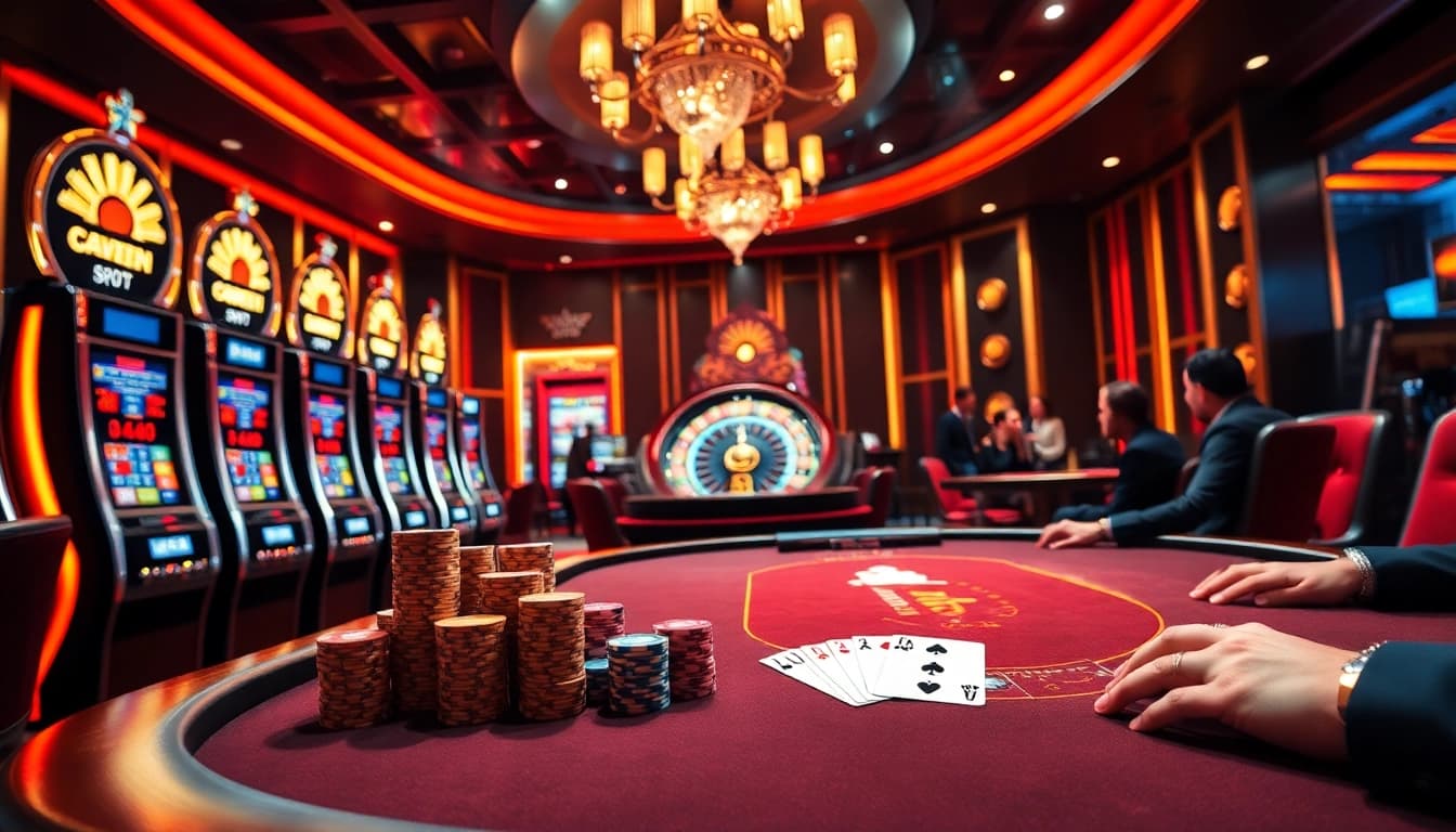 Para pemain merencanakan strategi di meja poker datukwin di antara lampu kasino dan kegembiraan.