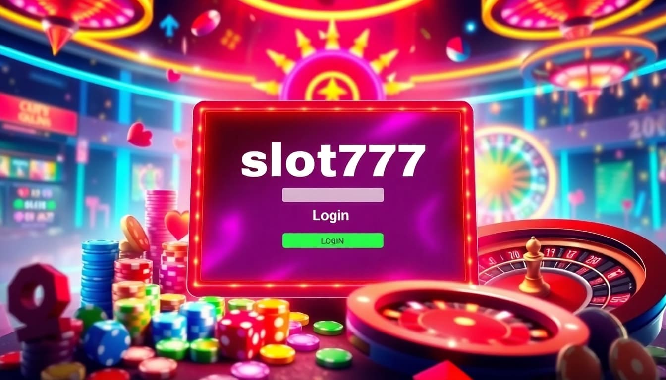 Engaging scene highlighting the slot777 login interface, inviting online gamblers to experience thrilling gameplay.