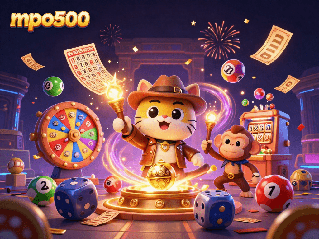Gambarlah mpo500 saat penjelajah kucing menemukan artefak kasino emas dengan bola lotere berwarna-warnai.