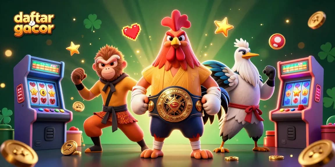 Experience the thrill of daftar slot gacor with vibrant characters and casino elements in a dynamic illustration.