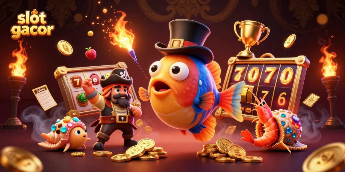 Slot gacor menarik pemain dengan simbol keberuntungan dan suasana kasino yang meriah.
