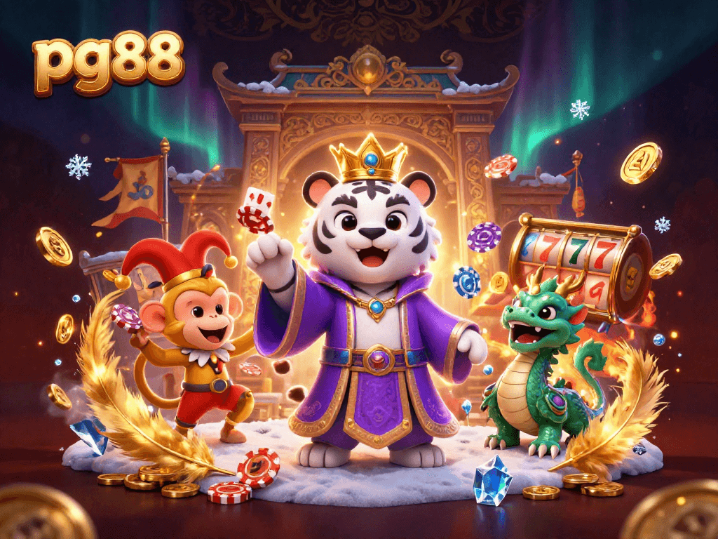Engage with pg88's exciting slot games featuring a majestic tiger and dynamic gambling elements.