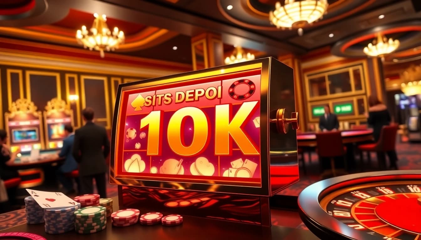 Experience the thrill of situs depo 10k with luxurious casino elements and vibrant slot machines.