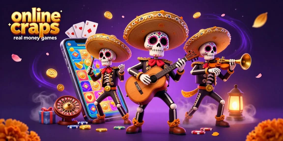 Engage in online craps real money games with vibrant mariachi characters and dynamic casino elements.