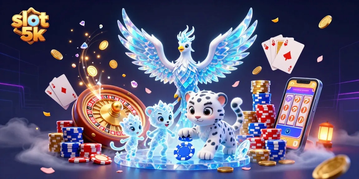 Spin the slot 5k reels to win, featuring vibrant characters and casino elements.