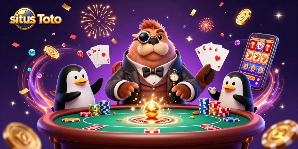 Experience thrilling gameplay at situs Toto with our engaging casino scene featuring dynamic characters.