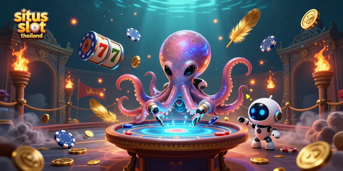 Experience the excitement of situs slot thailand with vibrant, alien-themed slot gaming illustration.
