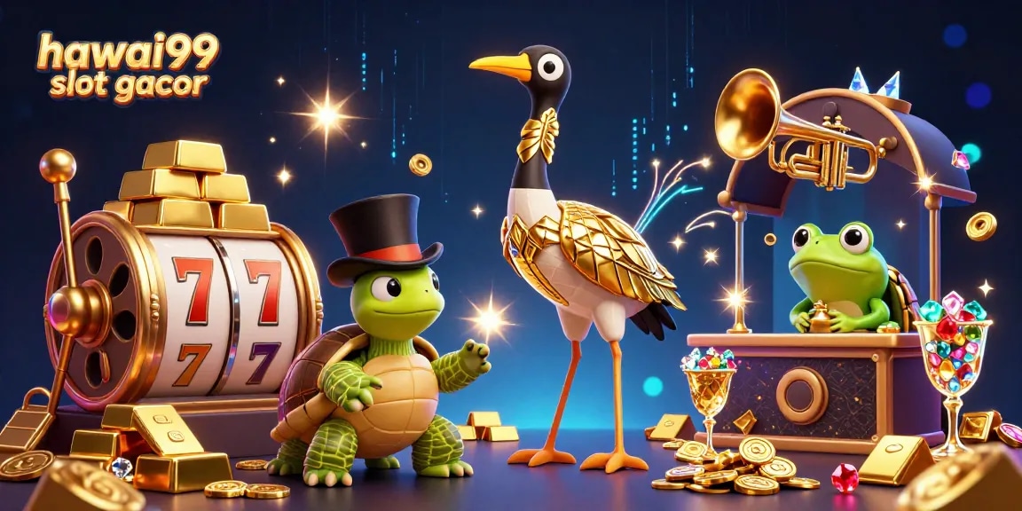 Experience the thrill of hawai99 slot gacor with vibrant characters and dynamic game elements illuminating the casino scene.