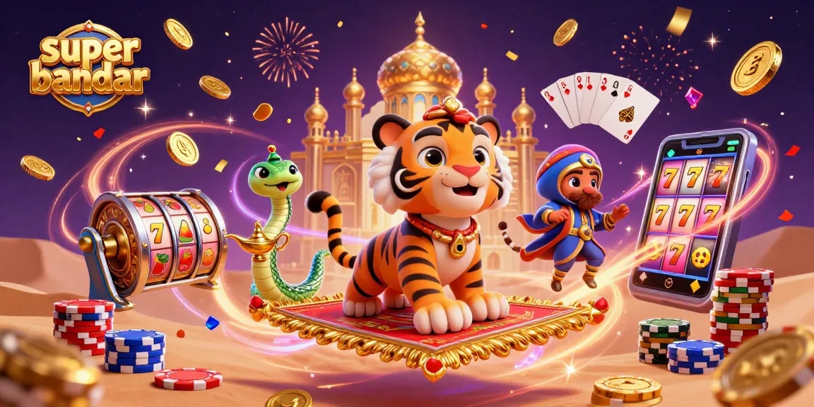 Super bandar menawarkan suasana kasino dengan singa sultan, koin emas dan permainan slot yang menghibur.