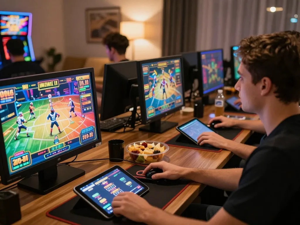 Players enjoying situs slot gacor online with vibrant slot machines displayed on their screens and engaging gameplay.
