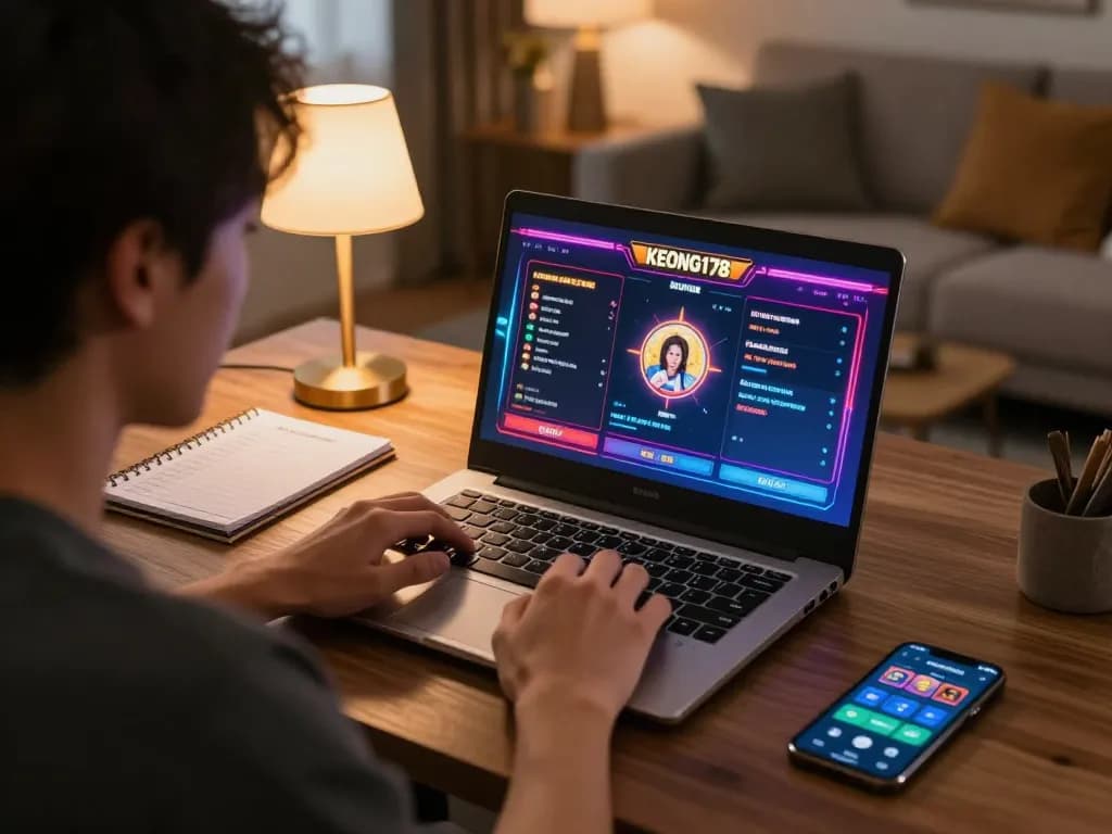 Play online slots at KEONG178 from a cozy gaming setup