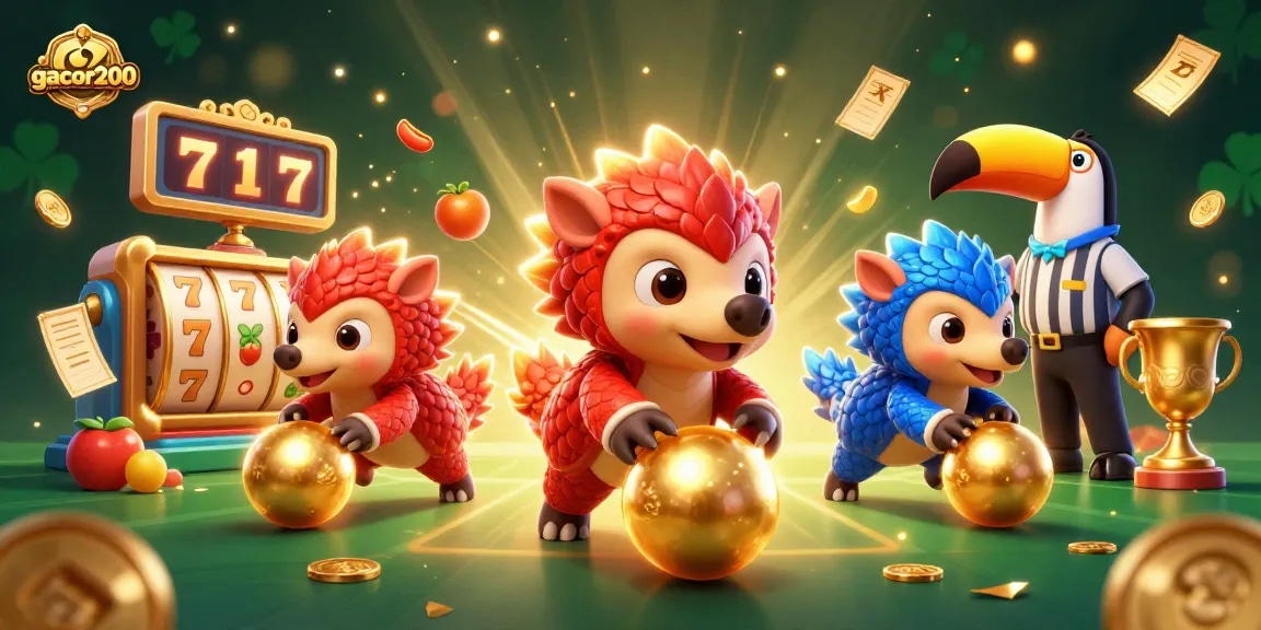 Gacor200 memainkan slot online dengan karakter yang bersaing di antara tumpukan koin emas