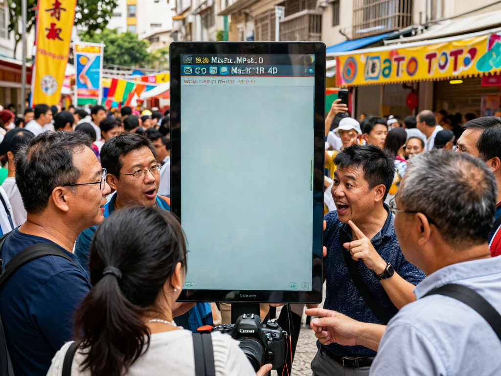 Kerumunan di festival merayakan Data Macau dengan hasil Toto Macau 4D yang ditampilkan di layar besar.