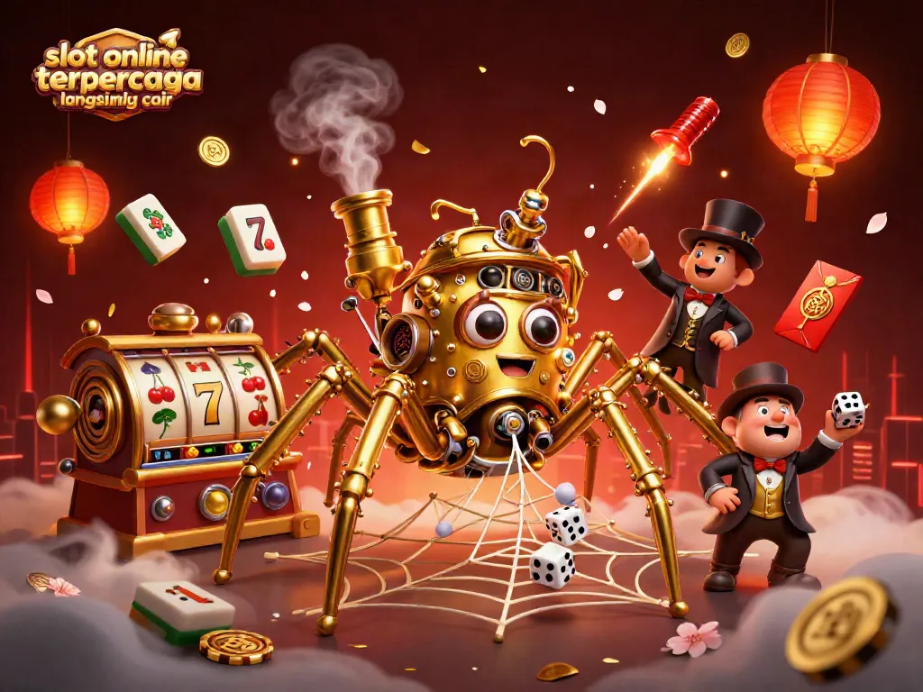 Spin the reels for luck at slot online terpercaya langsung cair with this vibrant 3D casino scene.