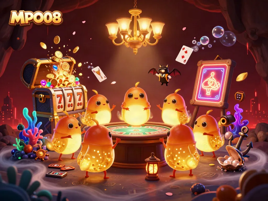 MPO08 brings vibrant energy to the cave casino with glowing glowworms lighting the way for exciting slots action.