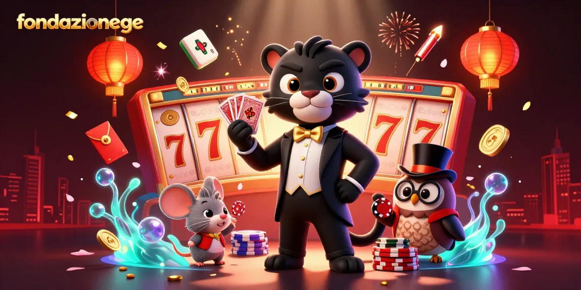 fondazionege showcases an exciting casino scene with elegant characters dealing cards and vibrant slot elements.