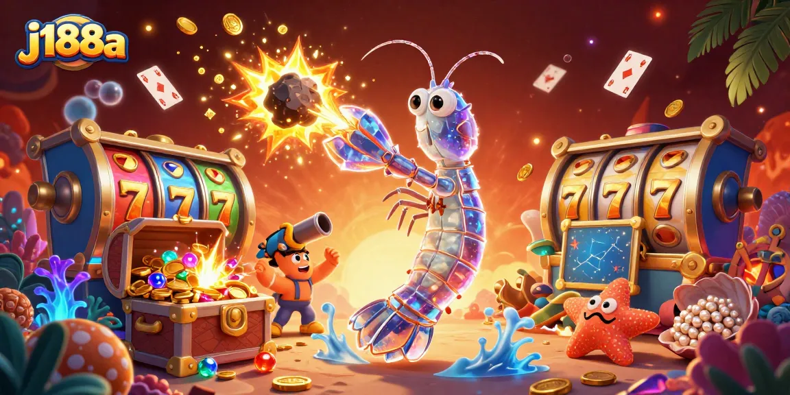 j188a showcases a vibrant galaxy scene with a mantis shrimp and starfish while promoting the thrill of online gambling.