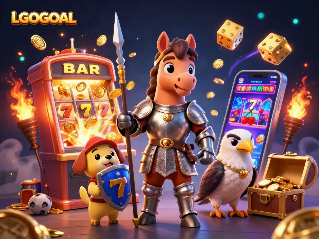 Experience LGOGOAL's thrilling jackpot explosion with vibrant casino elements in this engaging scene.