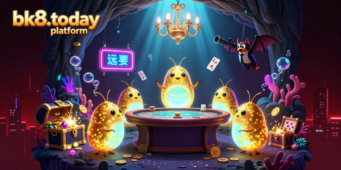 Experience dynamic gaming excitement at the bk8.today platform, featuring glowing glowworms and a bat dealer lighting up an underwater casino.