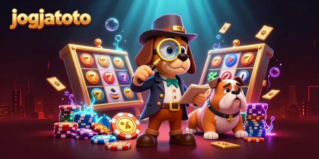 Engaging scene featuring jogjatoto and charming detective characters immersed in a dynamic casino environment.