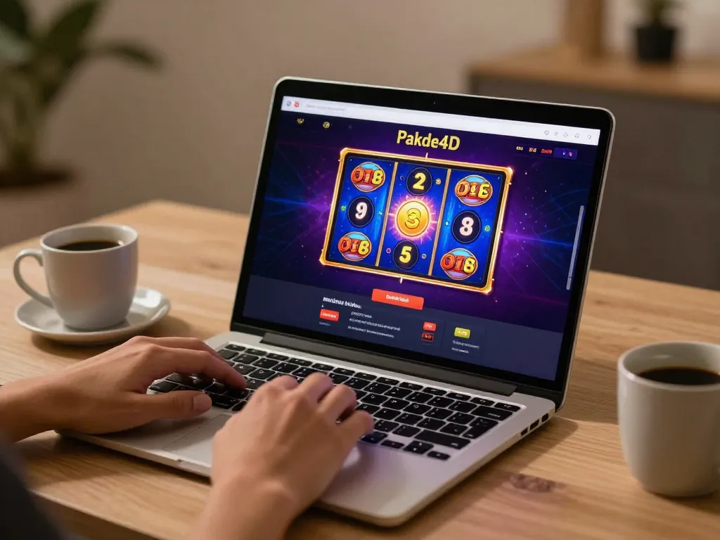Playing Pakde4D online slot games on a stylish gaming setup