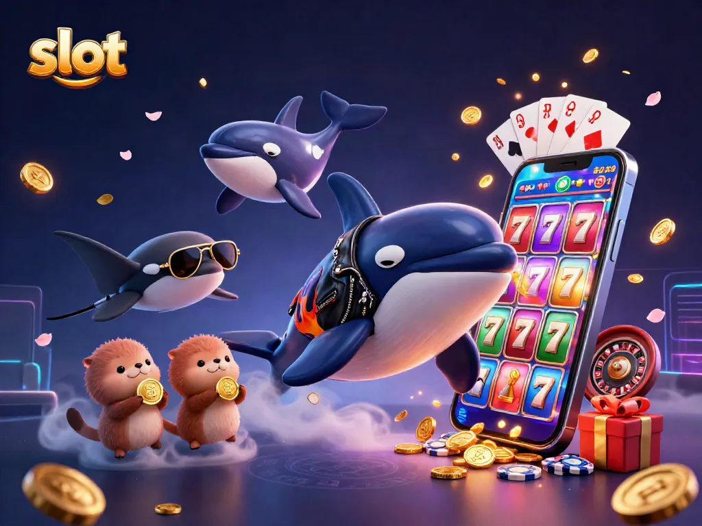Putar slot dengan orca, stingray, dan berang-berang sambil memegang koin emas.