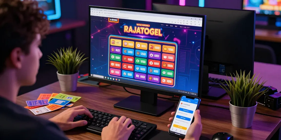 Pengguna RAJATOGEL terlibat dalam permainan togel online dengan antusias, menunjukkan suasana modern dan enerjik.