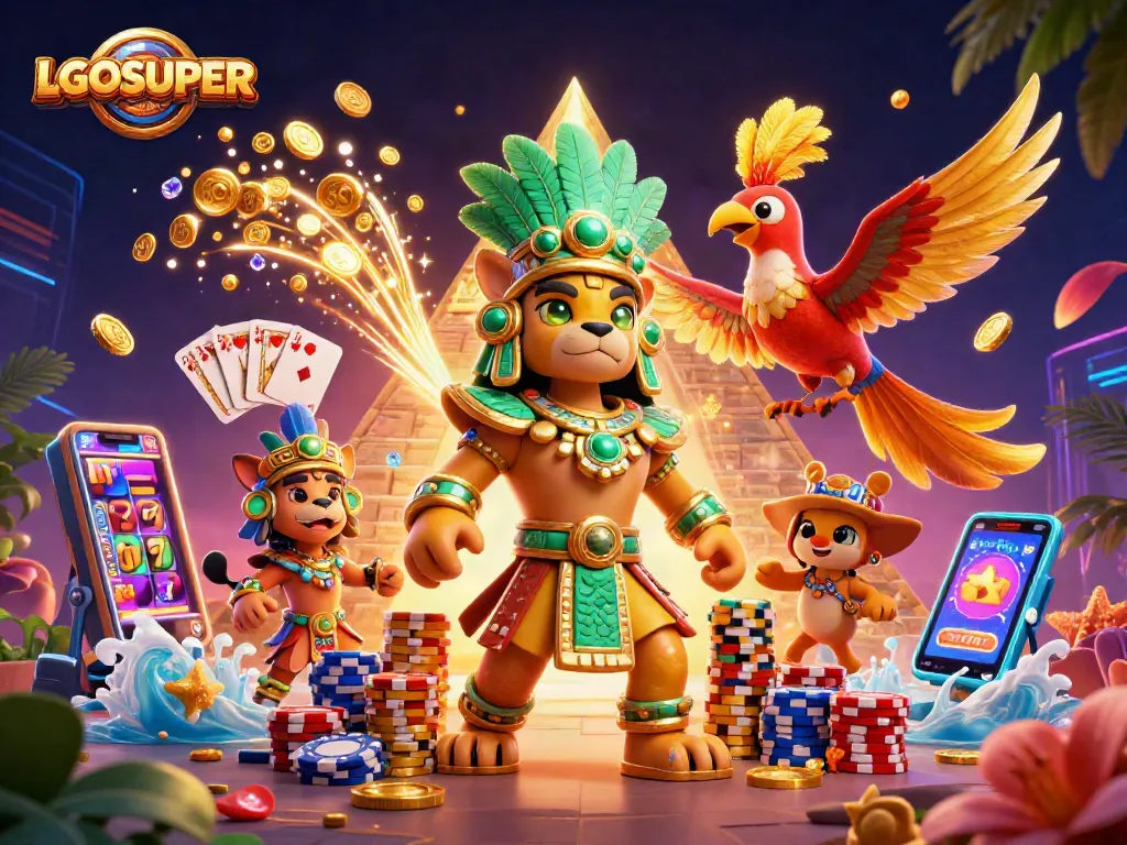 Experience the excitement of LGOSUPER through immersive slot reels and vibrant gaming elements.